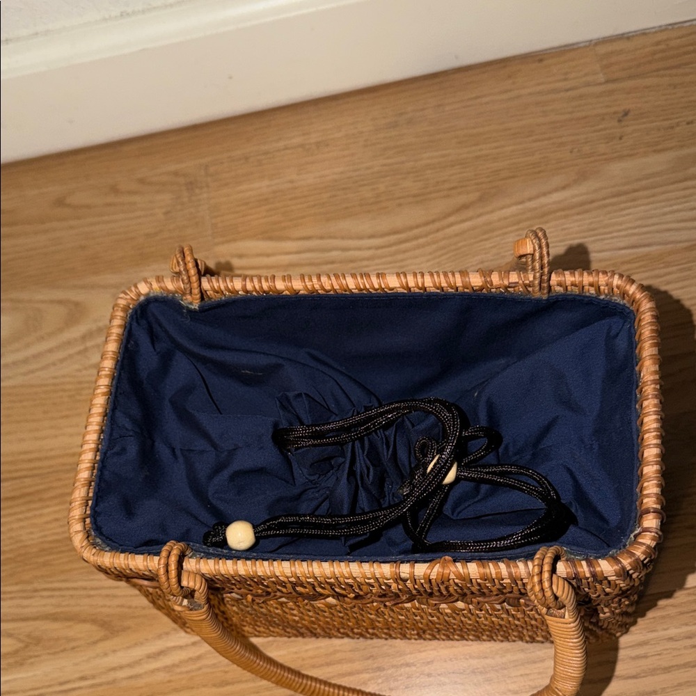 Navy and Tan Woven Tote Bag - Picture 8 of 8